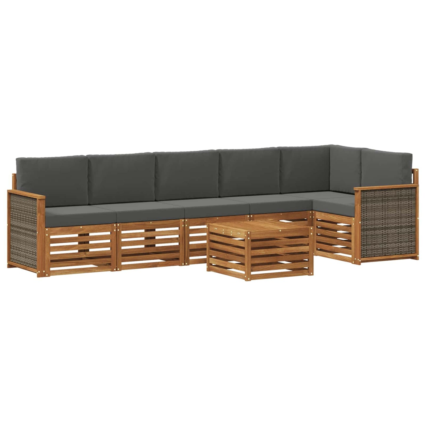 Hoekbank Set met kussen 6 pcs Natuurlijk en Antraciet is nu te koop bij PeponiXL, paradijselijk wonen!