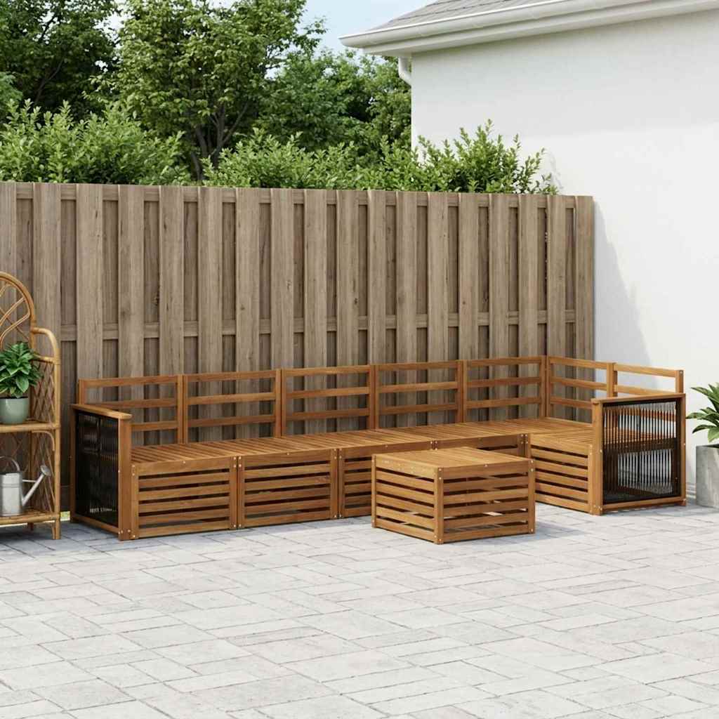 Hoekbank Set 6 pcs Naturel Massief Acaciahout is nu te koop bij PeponiXL, paradijselijk wonen!