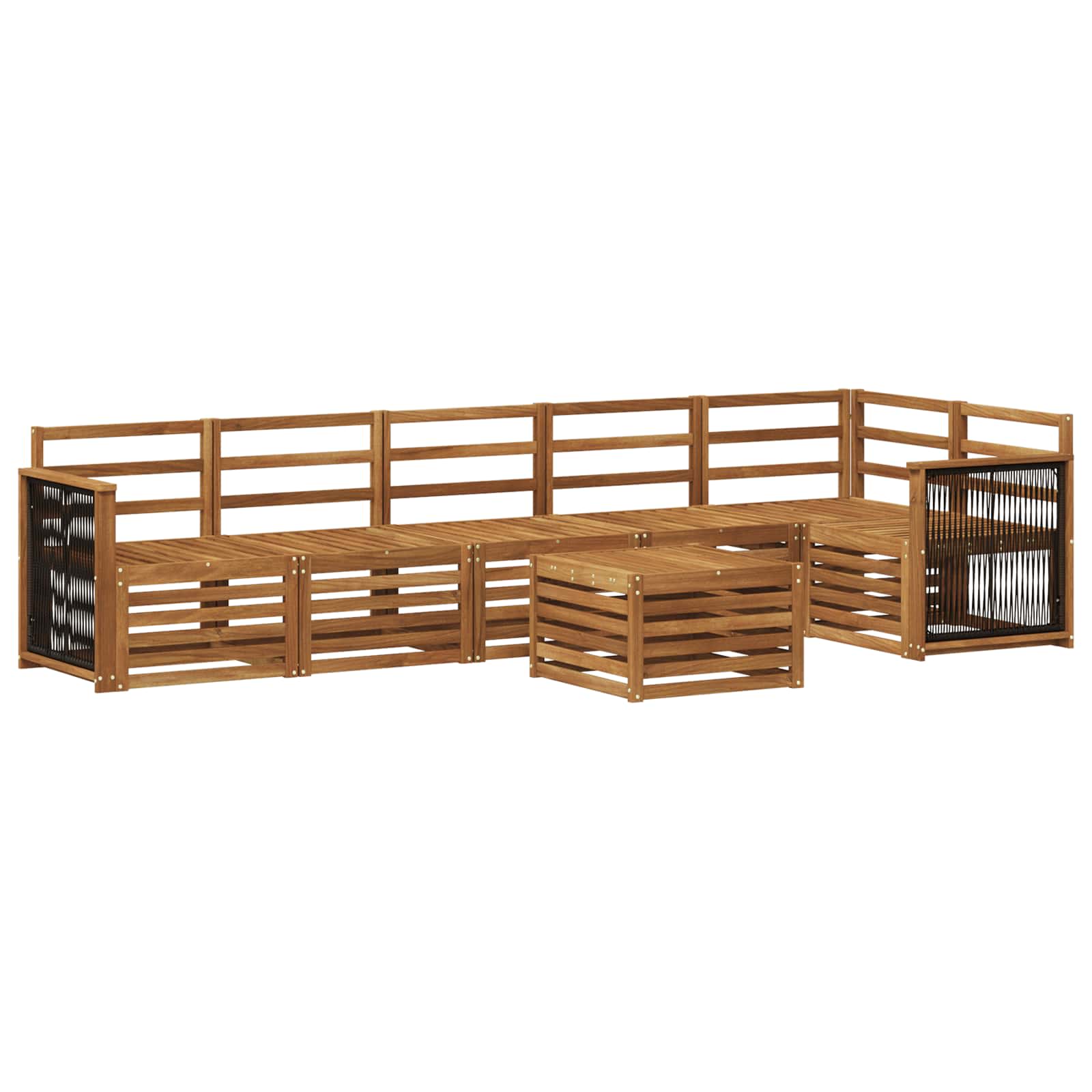 Hoekbank Set 6 pcs Naturel Massief Acaciahout is nu te koop bij PeponiXL, paradijselijk wonen!