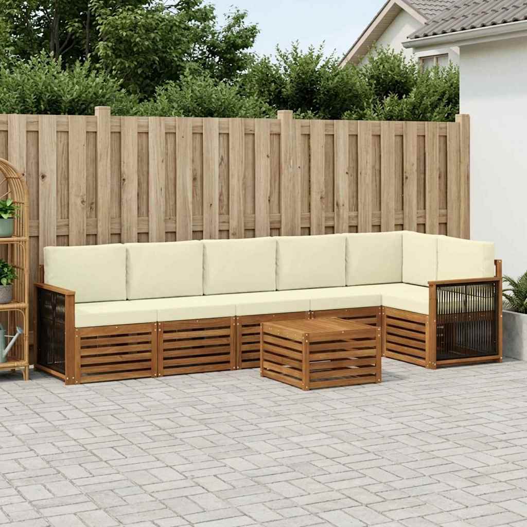 Hoekbank Set met kussen 6 pcs Natuurlijk en Crème is nu te koop bij PeponiXL, paradijselijk wonen!