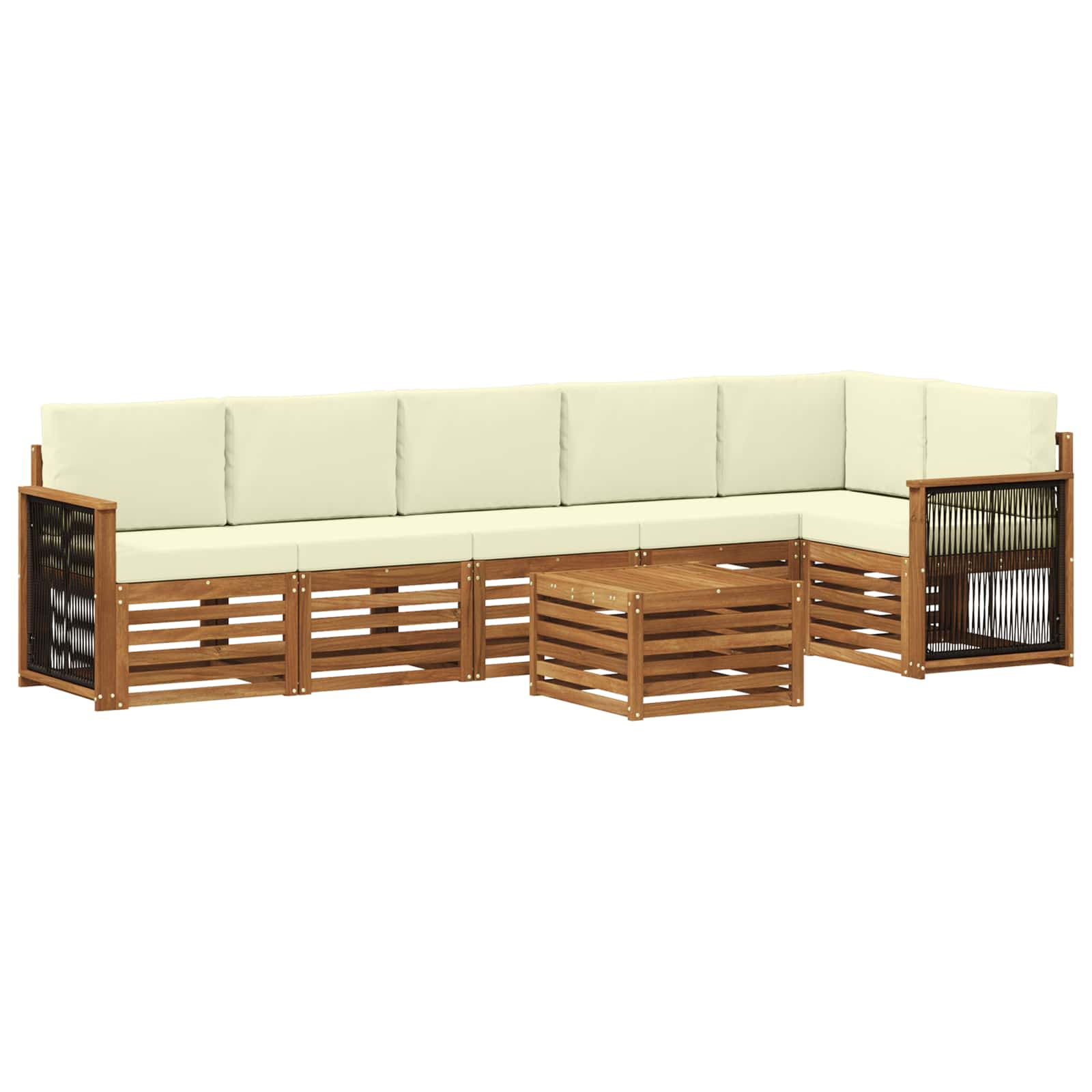 Hoekbank Set met kussen 6 pcs Natuurlijk en Crème is nu te koop bij PeponiXL, paradijselijk wonen!