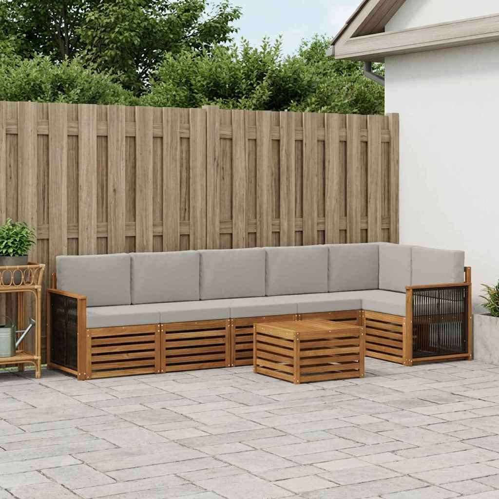 Hoekbank Set met kussen 6 pcs Naturel en lichtgrijs is nu te koop bij PeponiXL, paradijselijk wonen!