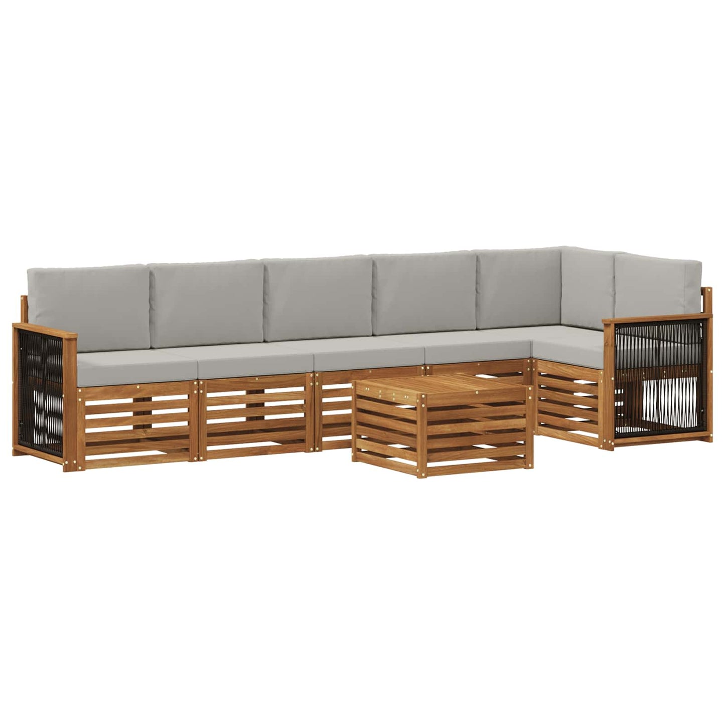 Hoekbank Set met kussen 6 pcs Naturel en lichtgrijs is nu te koop bij PeponiXL, paradijselijk wonen!