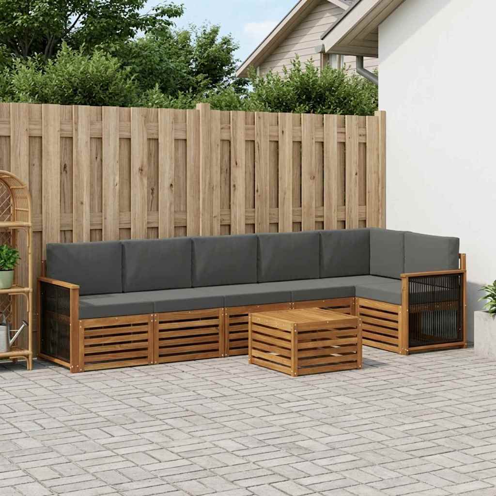 Hoekbank Set met kussen 6 pcs Natuurlijk en Antraciet is nu te koop bij PeponiXL, paradijselijk wonen!