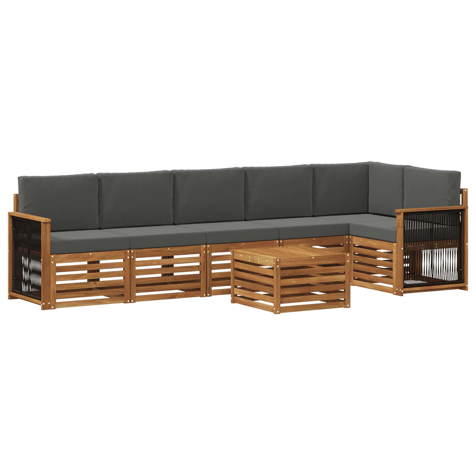 Hoekbank Set met kussen 6 pcs Natuurlijk en Antraciet is nu te koop bij PeponiXL, paradijselijk wonen!