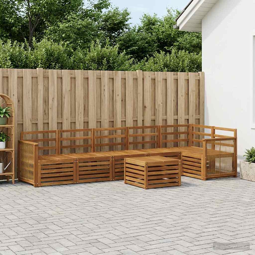 Hoekbank Set 6 pcs Naturel Massief Acaciahout is nu te koop bij PeponiXL, paradijselijk wonen!