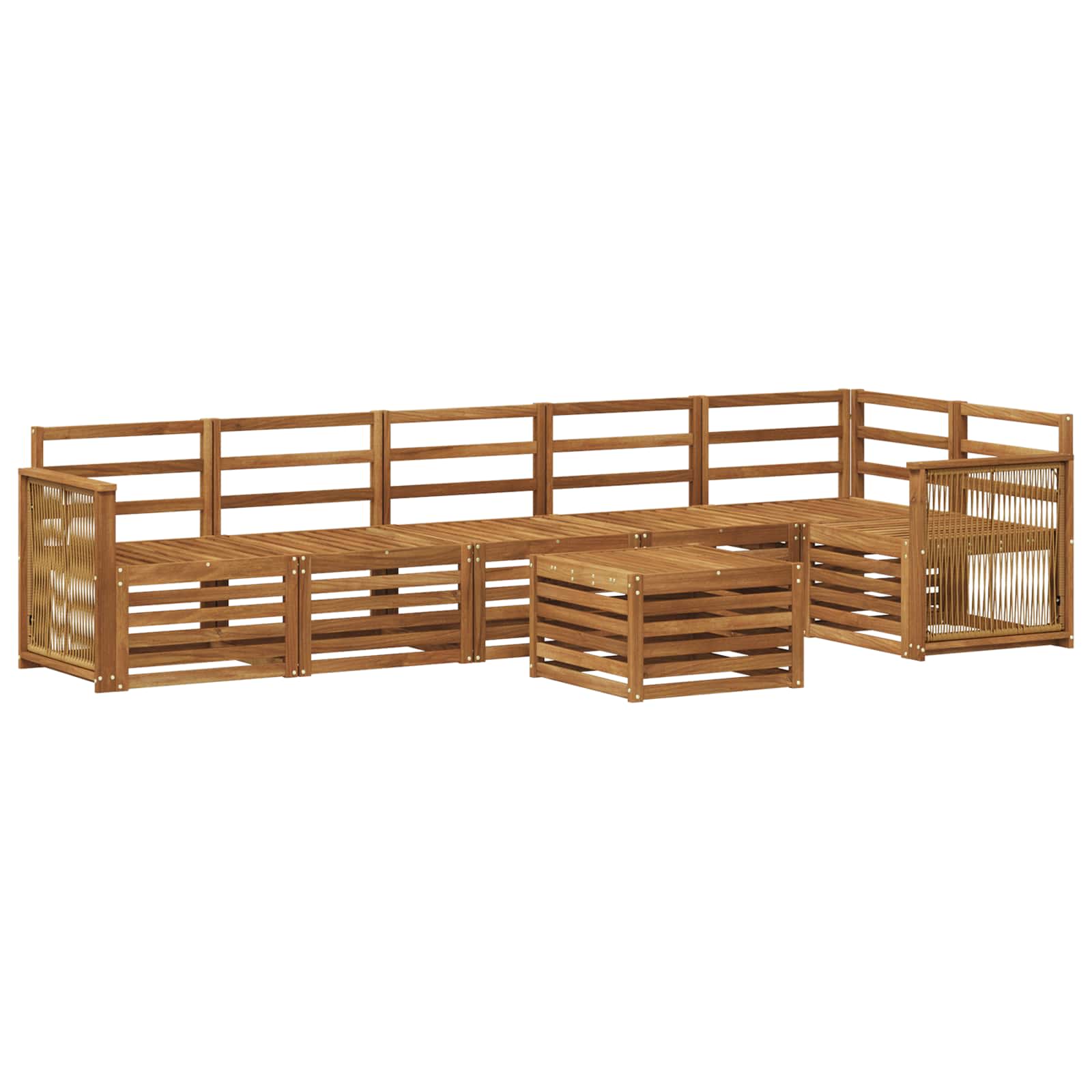 Hoekbank Set 6 pcs Naturel Massief Acaciahout is nu te koop bij PeponiXL, paradijselijk wonen!