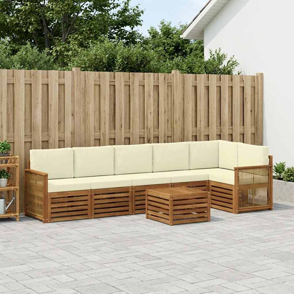 Hoekbank Set met kussen 6 pcs Natuurlijk en Crème is nu te koop bij PeponiXL, paradijselijk wonen!