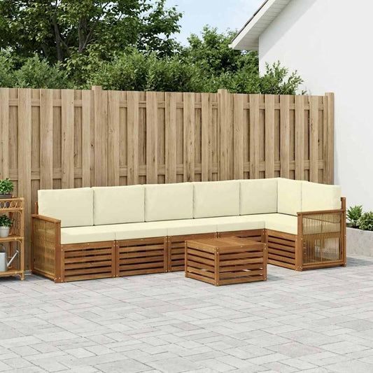 Hoekbank Set met kussen 6 pcs Natuurlijk en Crème is nu te koop bij PeponiXL, paradijselijk wonen!