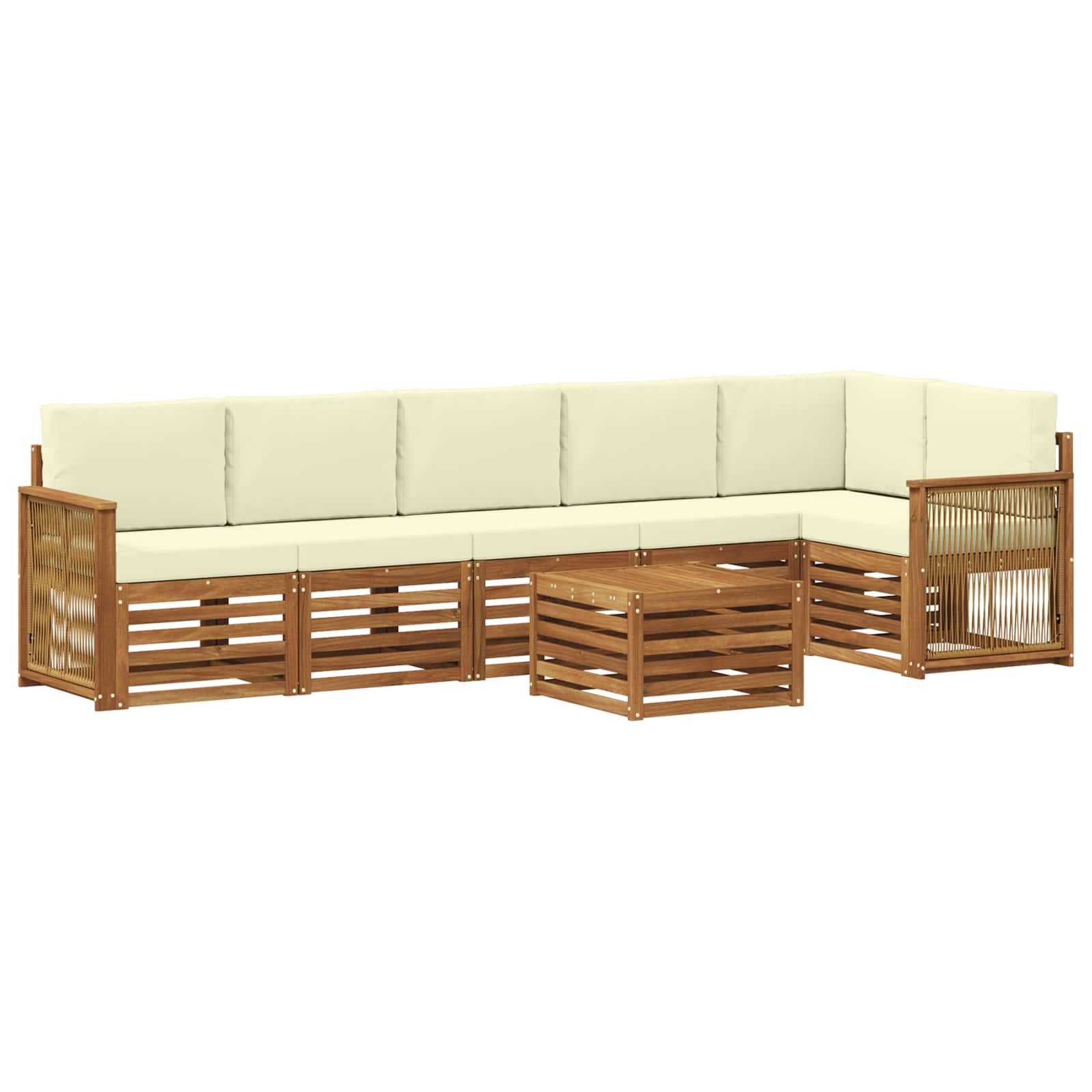 Hoekbank Set met kussen 6 pcs Natuurlijk en Crème is nu te koop bij PeponiXL, paradijselijk wonen!