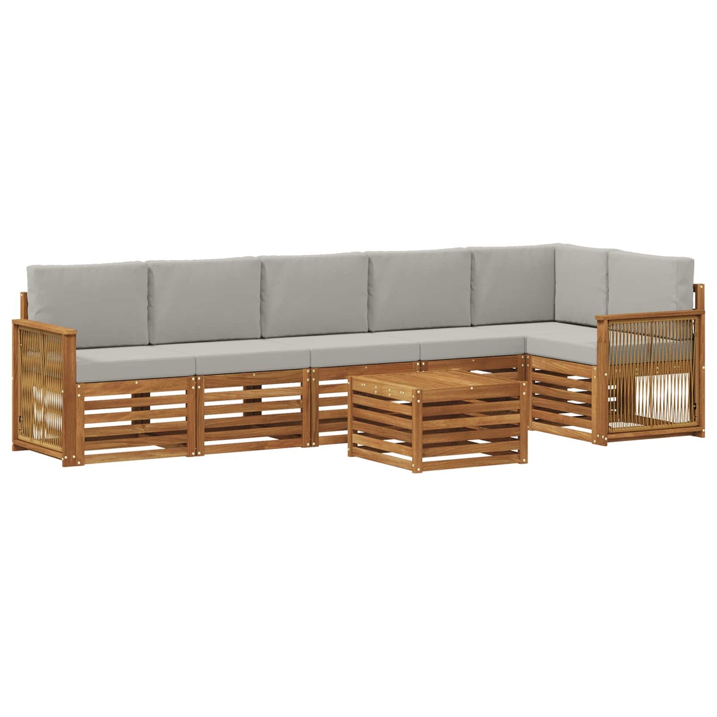 Hoekbank Set met kussen 6 pcs Naturel en lichtgrijs is nu te koop bij PeponiXL, paradijselijk wonen!