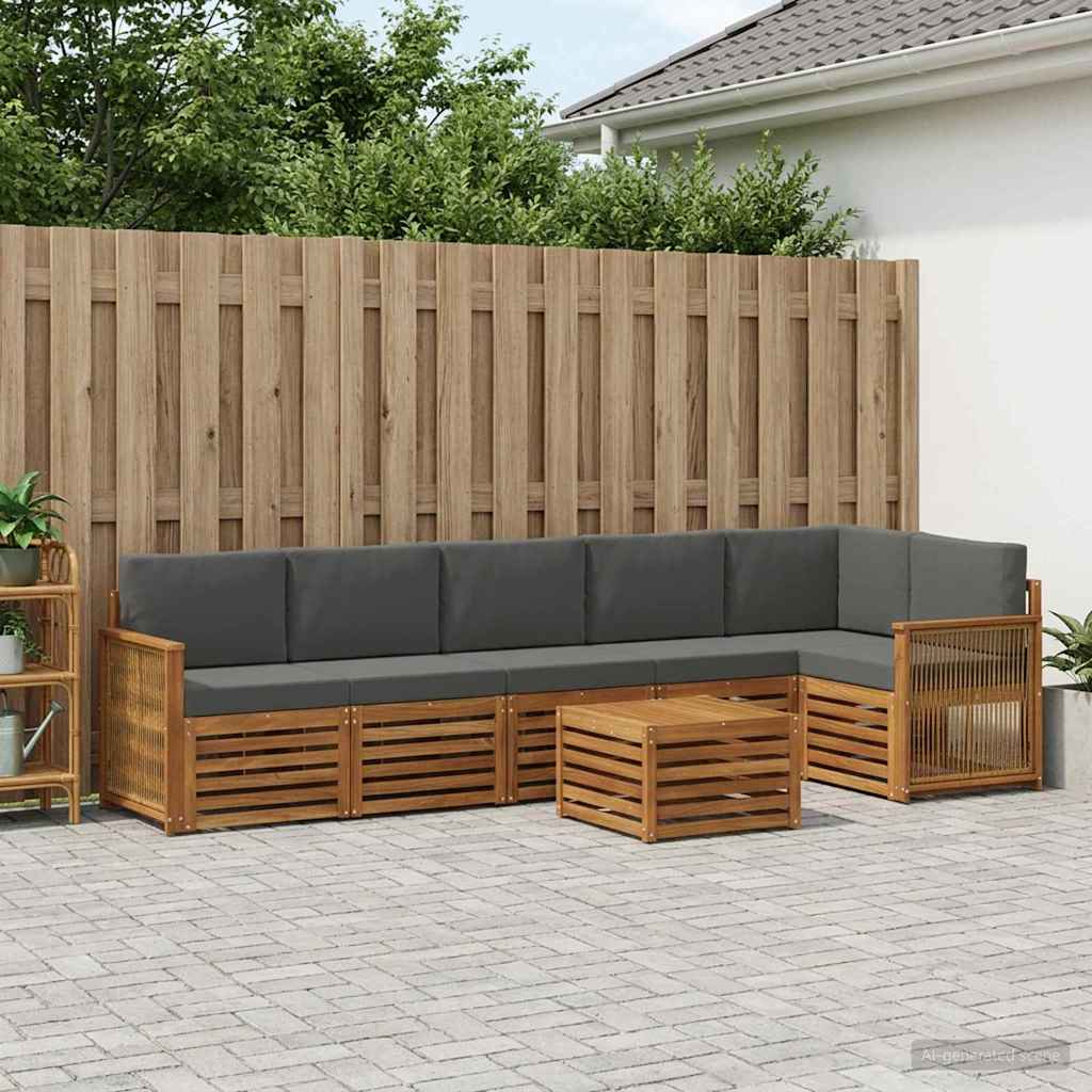 Hoekbank Set met kussen 6 pcs Natuurlijk en Antraciet is nu te koop bij PeponiXL, paradijselijk wonen!