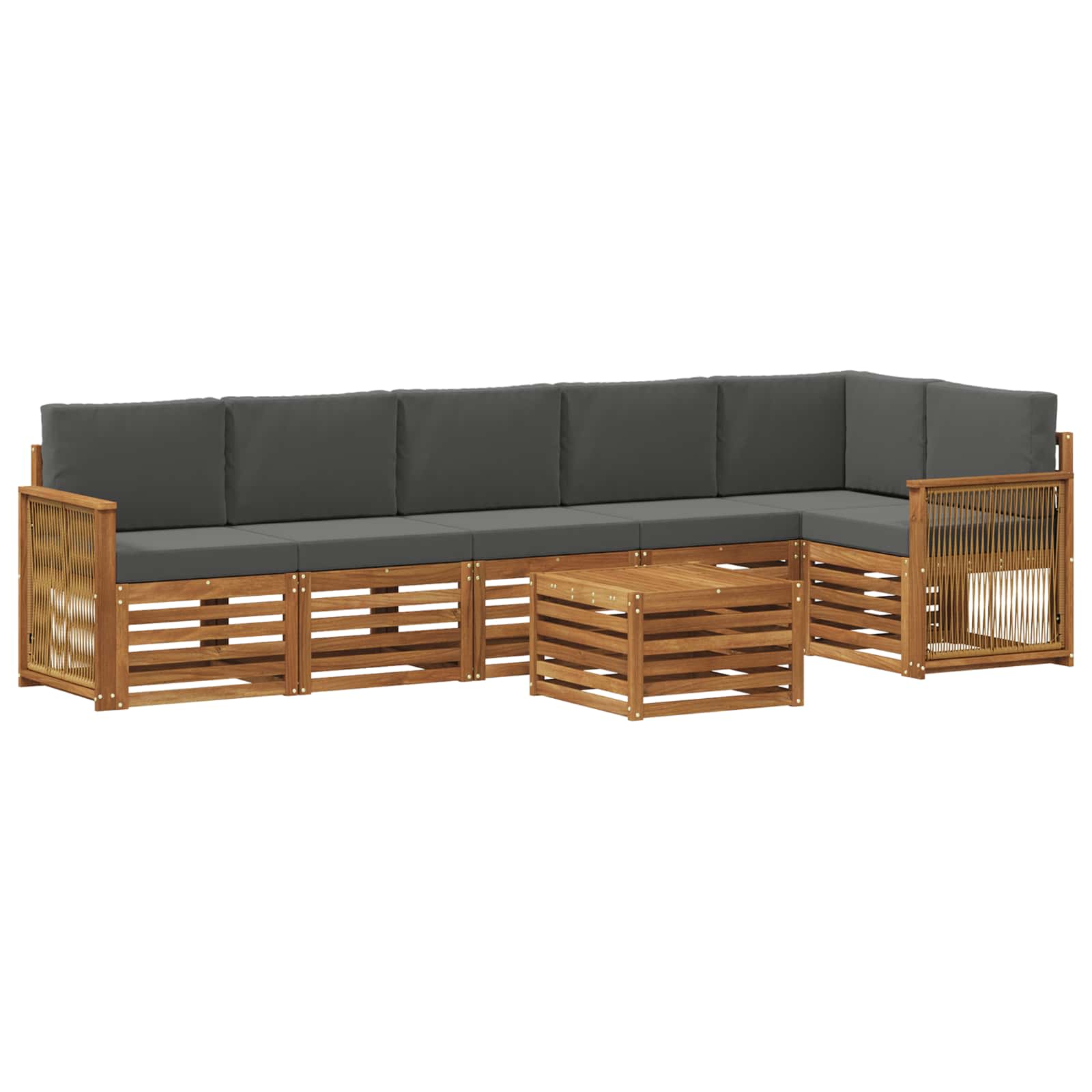 Hoekbank Set met kussen 6 pcs Natuurlijk en Antraciet is nu te koop bij PeponiXL, paradijselijk wonen!