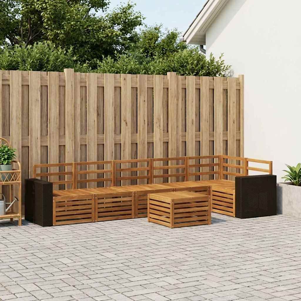 Hoekbank Set 7 pcs Naturel Massief Acaciahout is nu te koop bij PeponiXL, paradijselijk wonen!