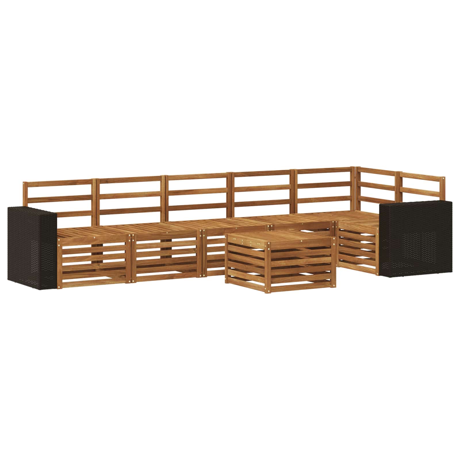 Hoekbank Set 7 pcs Naturel Massief Acaciahout is nu te koop bij PeponiXL, paradijselijk wonen!