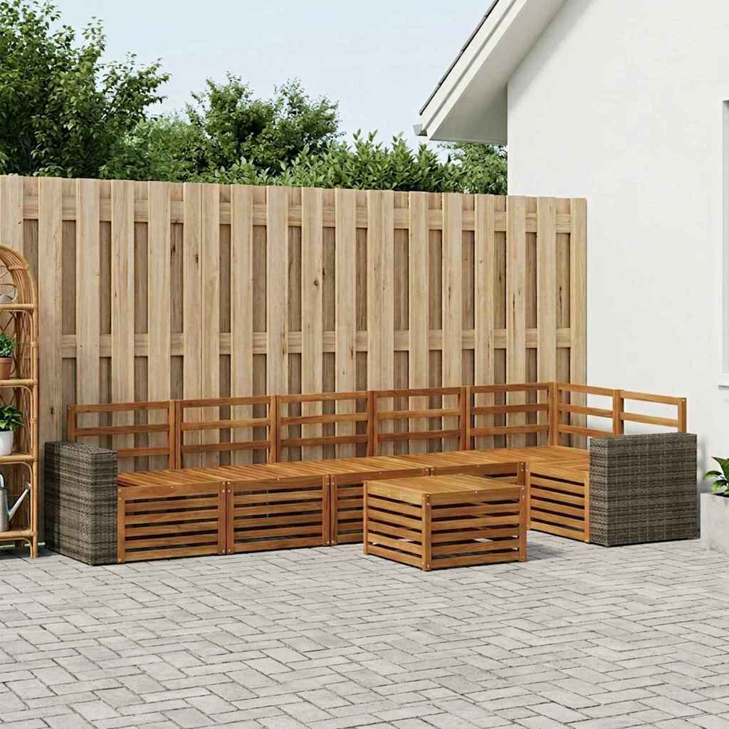 Hoekbank Set 7 pcs Naturel Massief Acaciahout is nu te koop bij PeponiXL, paradijselijk wonen!