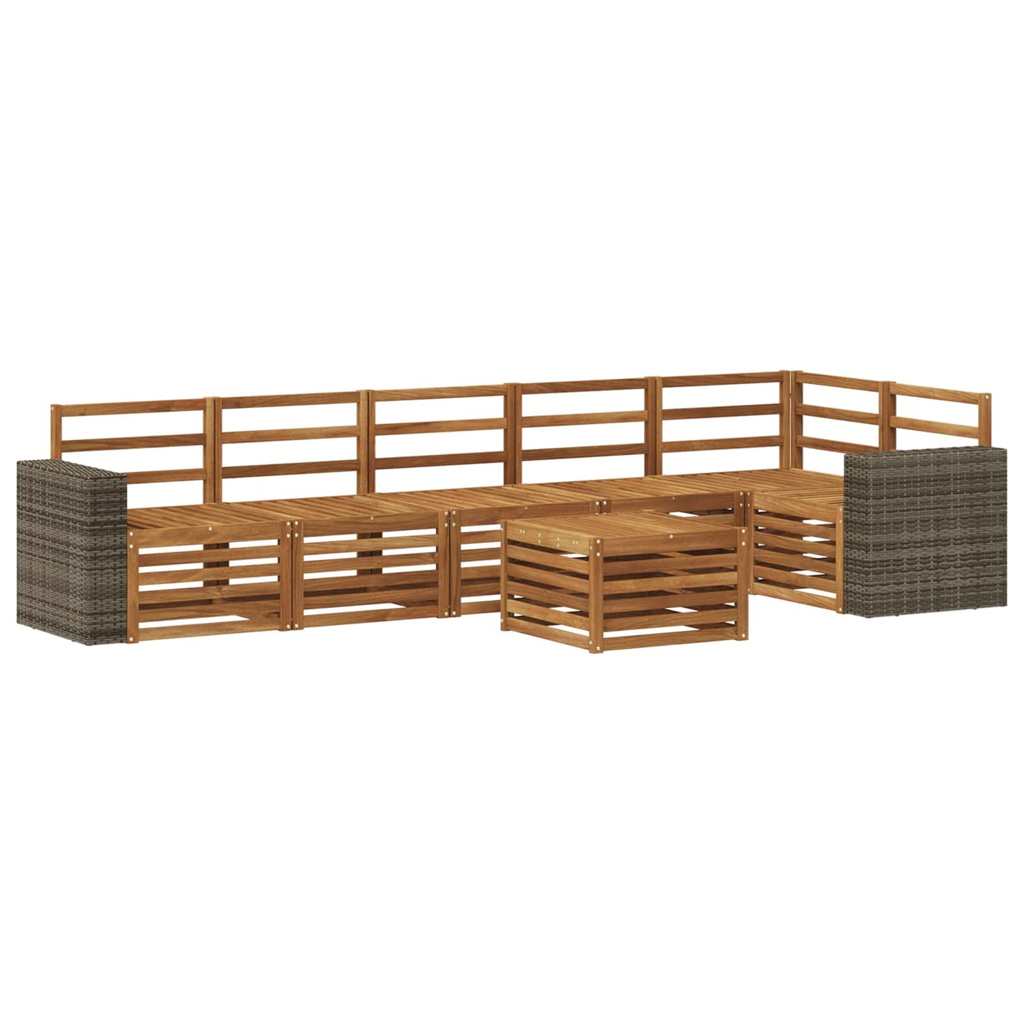 Hoekbank Set 7 pcs Naturel Massief Acaciahout is nu te koop bij PeponiXL, paradijselijk wonen!