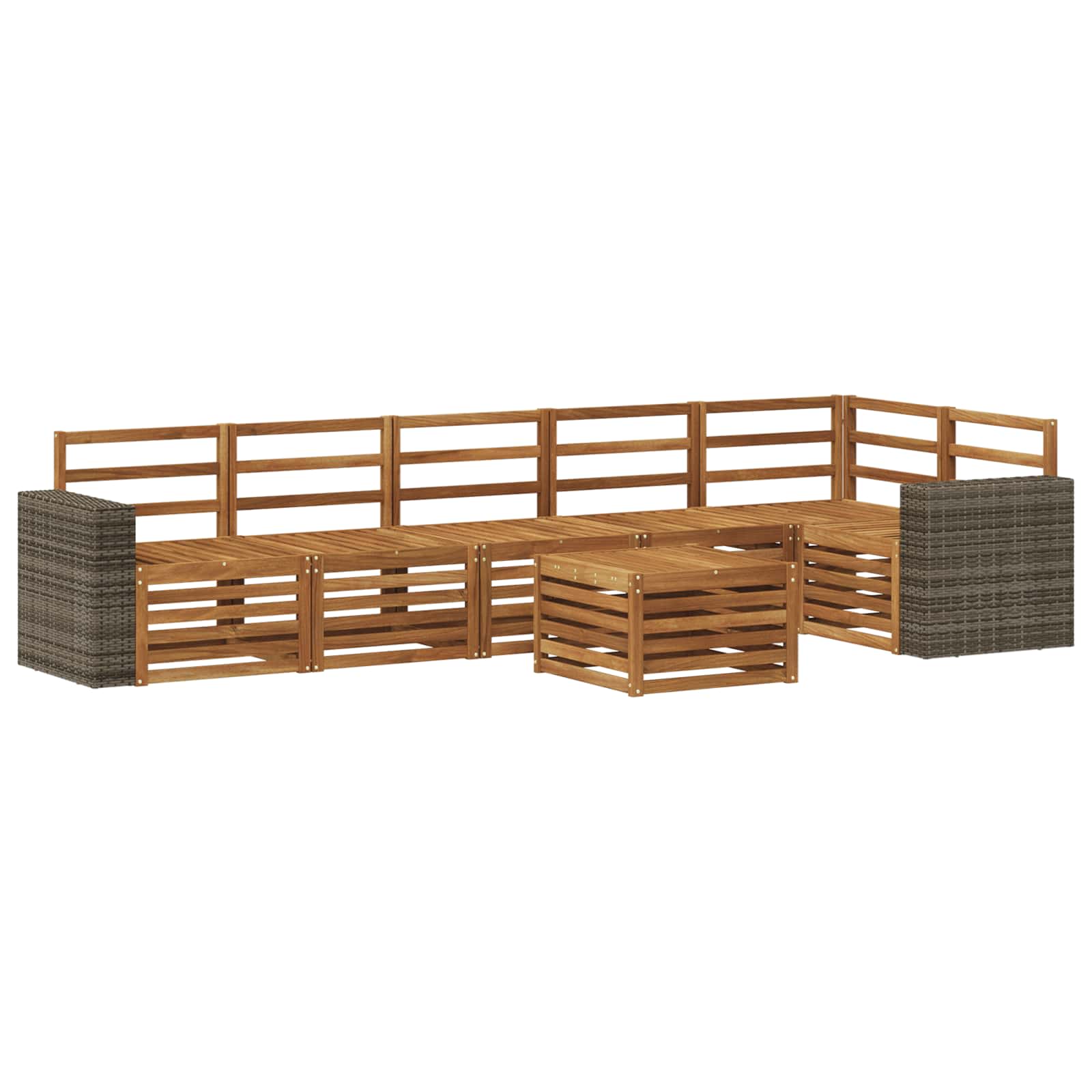 Hoekbank Set 7 pcs Naturel Massief Acaciahout is nu te koop bij PeponiXL, paradijselijk wonen!