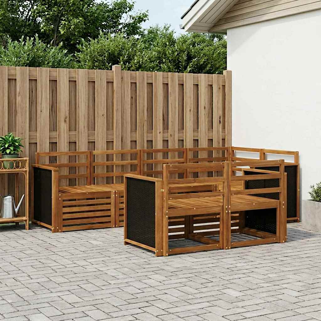 Hoekbank Set 6 pcs Naturel Massief Acaciahout is nu te koop bij PeponiXL, paradijselijk wonen!