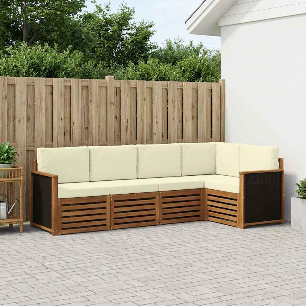 Hoekbank Set met kussen 6 pcs Natuurlijk en Crème is nu te koop bij PeponiXL, paradijselijk wonen!