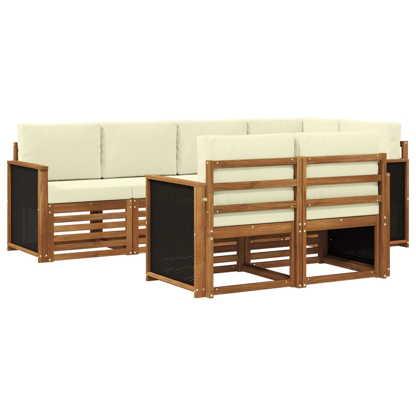 Hoekbank Set met kussen 6 pcs Natuurlijk en Crème is nu te koop bij PeponiXL, paradijselijk wonen!