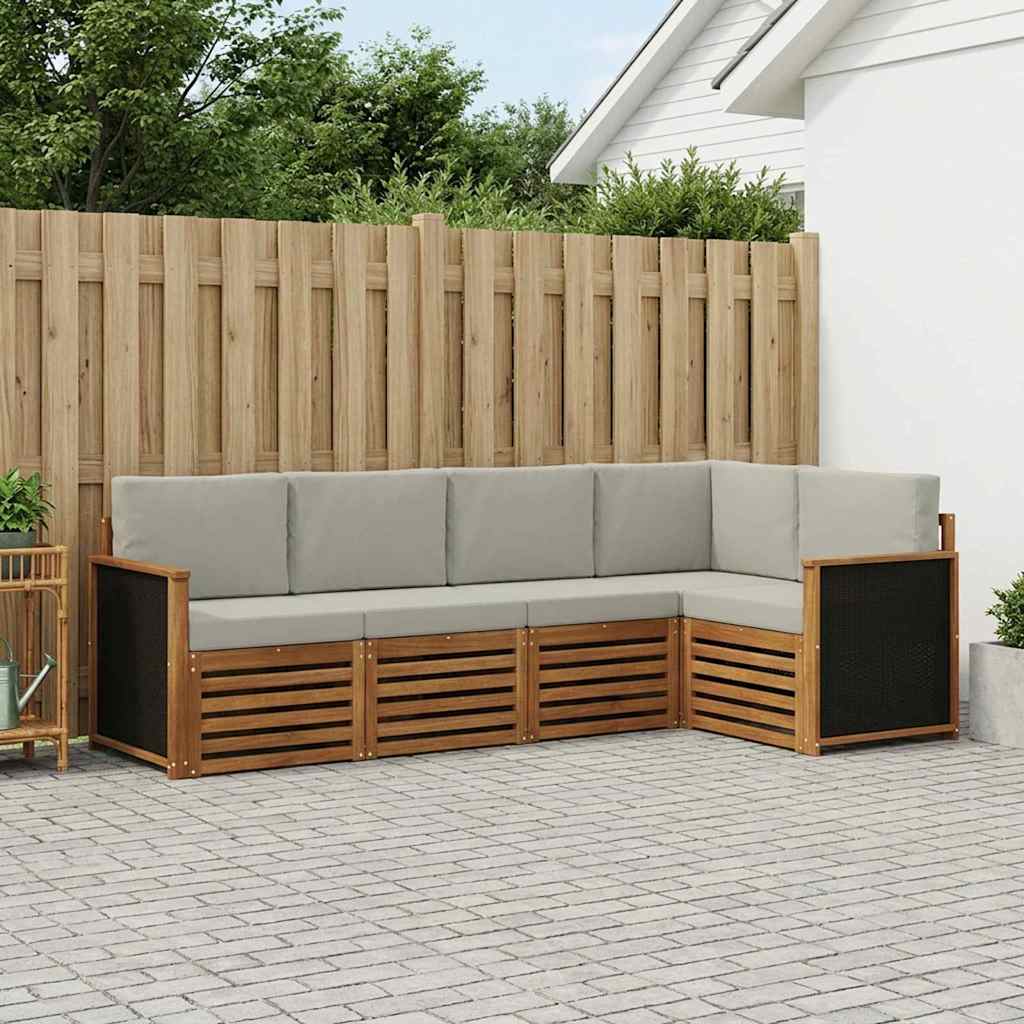 Hoekbank Set met kussen 6 pcs Naturel en lichtgrijs is nu te koop bij PeponiXL, paradijselijk wonen!