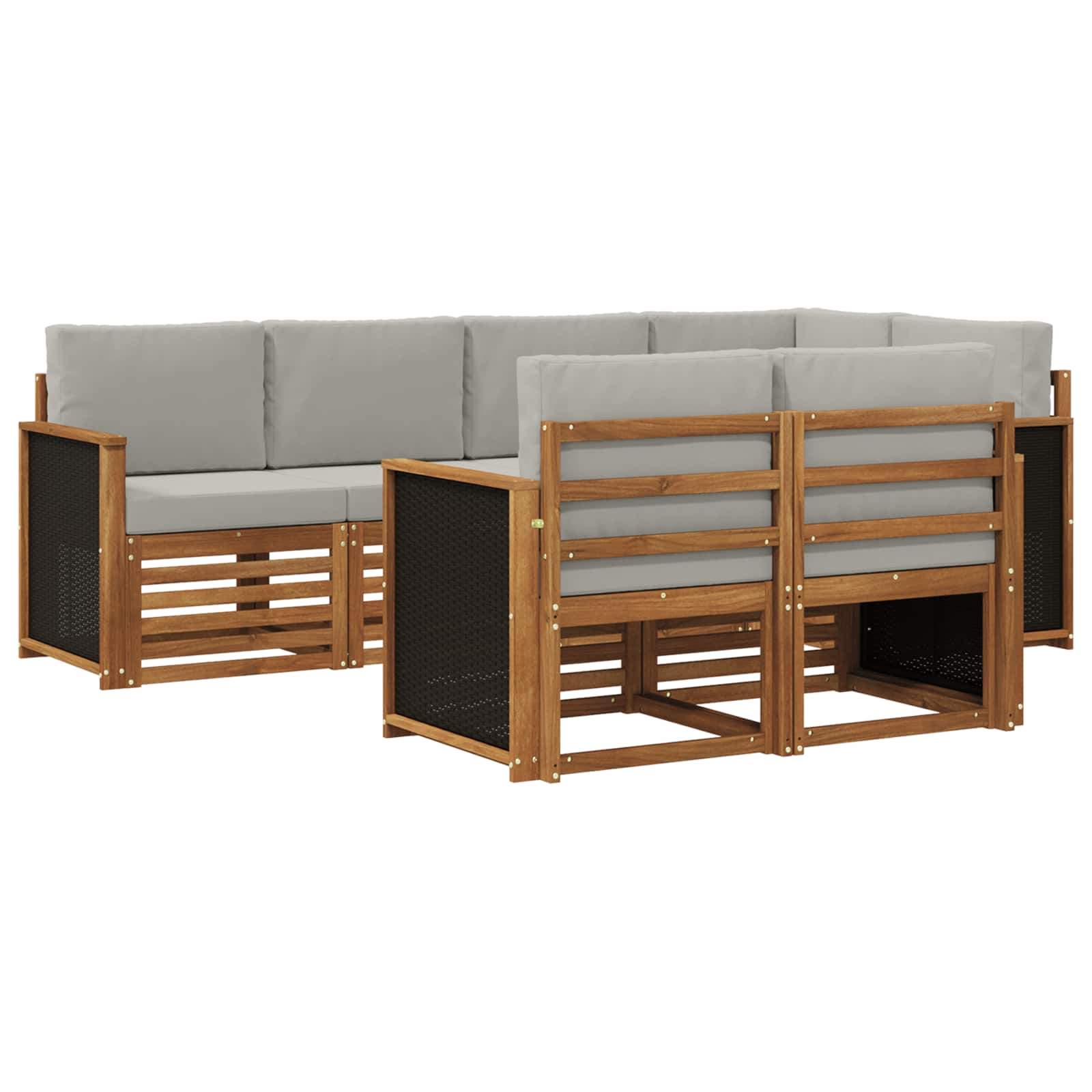 Hoekbank Set met kussen 6 pcs Naturel en lichtgrijs is nu te koop bij PeponiXL, paradijselijk wonen!