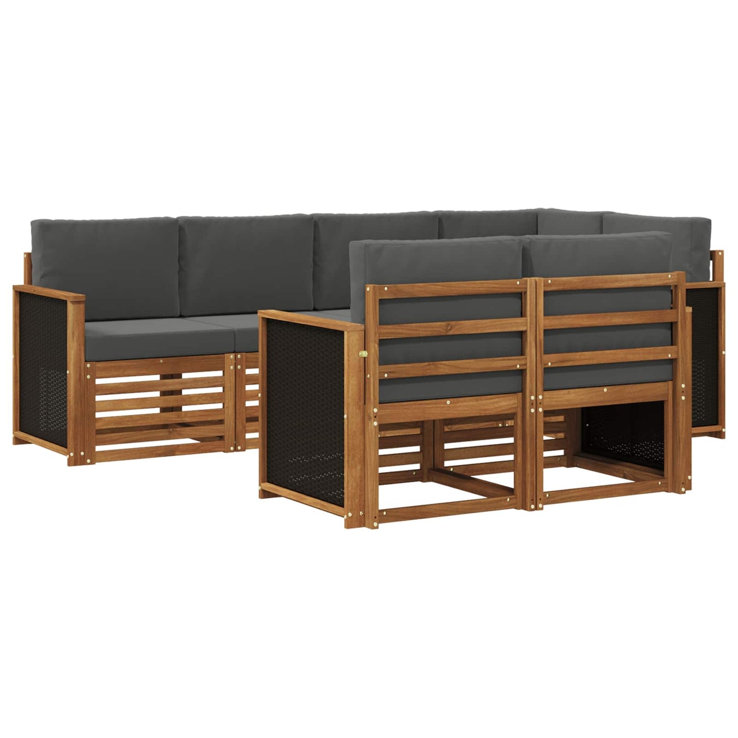 Hoekbank Set met kussen 6 pcs Natuurlijk en Antraciet is nu te koop bij PeponiXL, paradijselijk wonen!