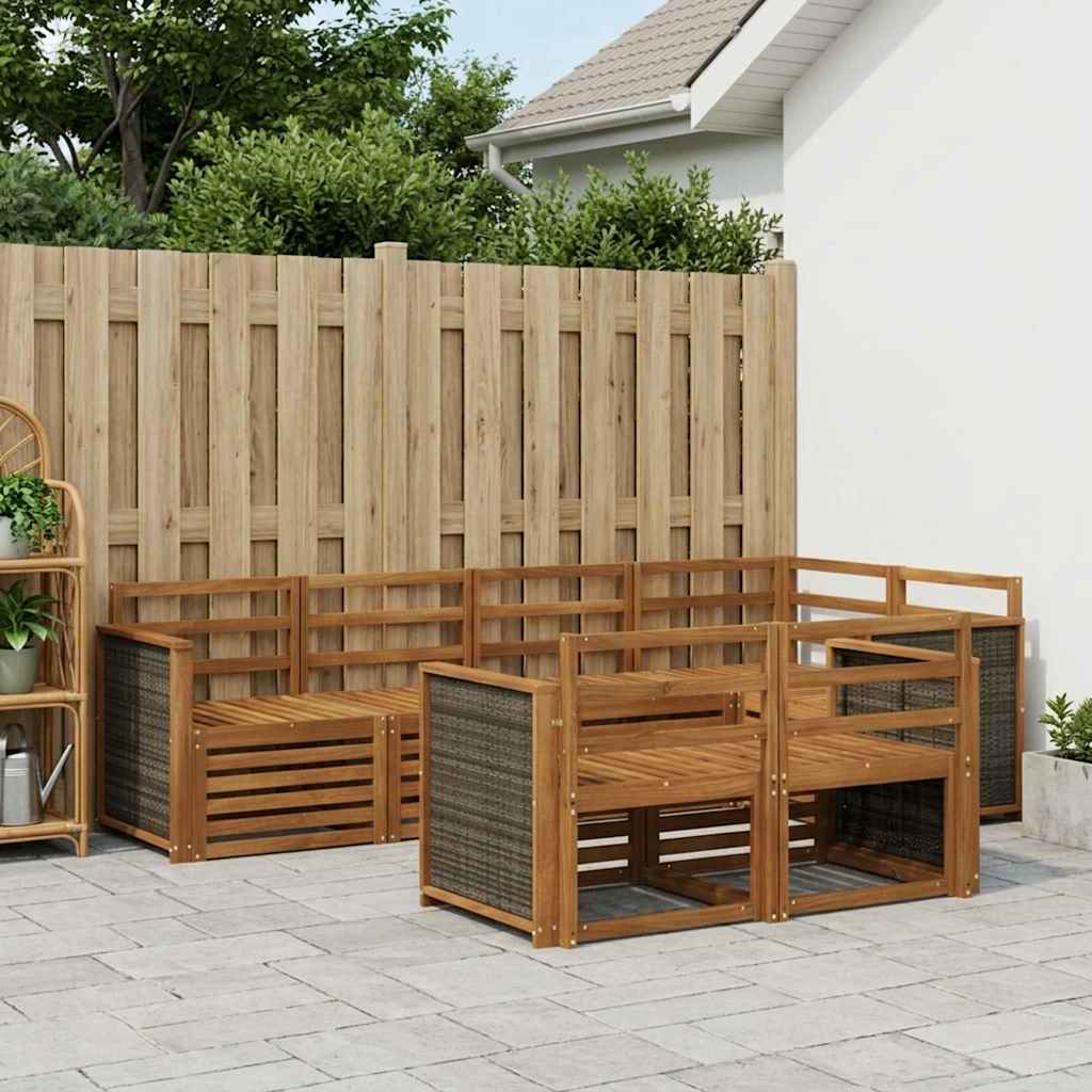 Hoekbank Set 6 pcs Naturel Massief Acaciahout is nu te koop bij PeponiXL, paradijselijk wonen!