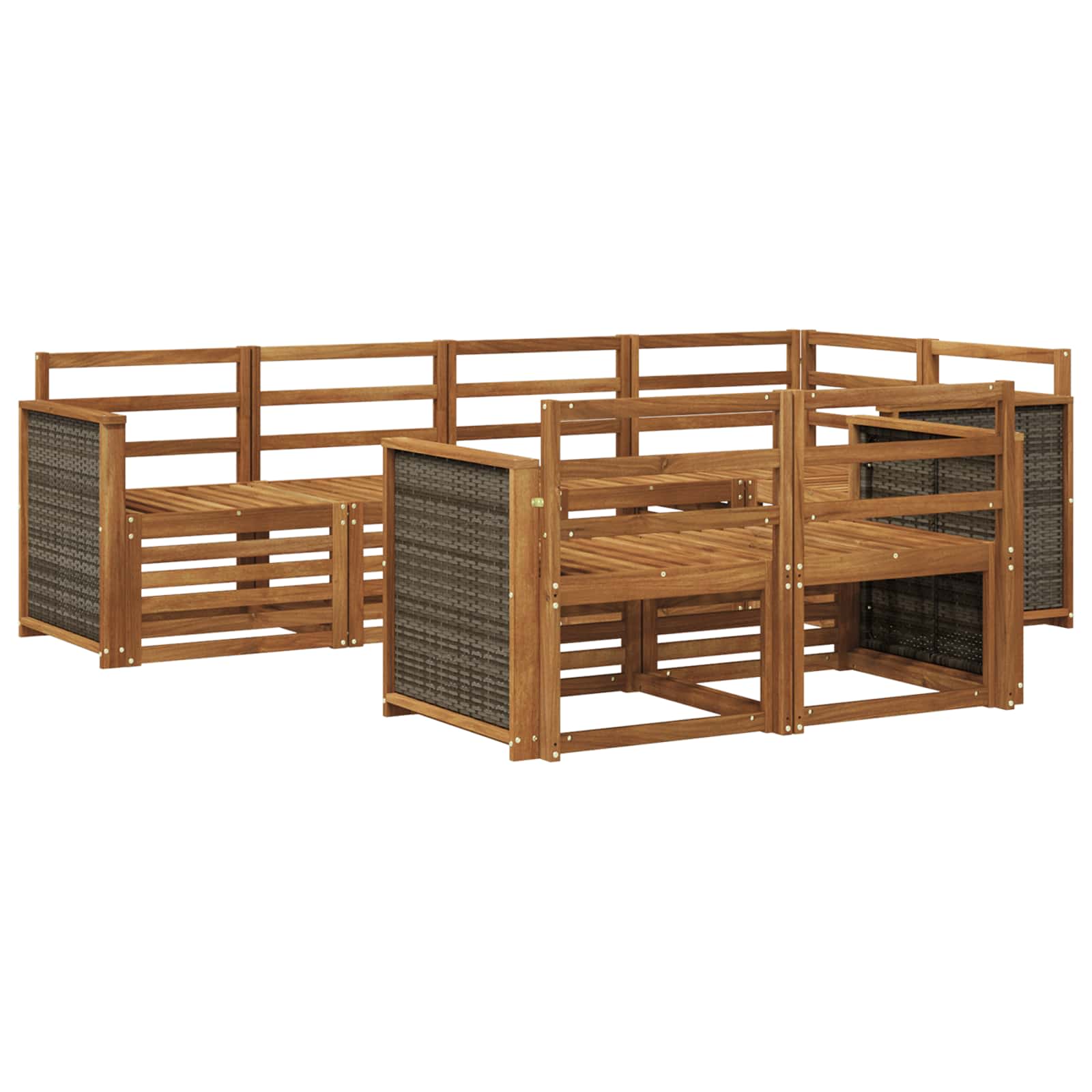 Hoekbank Set 6 pcs Naturel Massief Acaciahout is nu te koop bij PeponiXL, paradijselijk wonen!