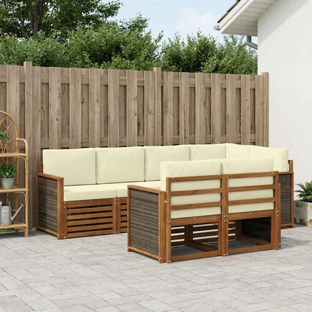 Hoekbank Set met kussen 6 pcs Natuurlijk en Crème is nu te koop bij PeponiXL, paradijselijk wonen!