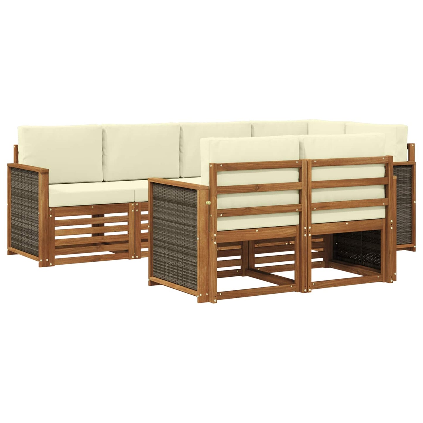 Hoekbank Set met kussen 6 pcs Natuurlijk en Crème is nu te koop bij PeponiXL, paradijselijk wonen!