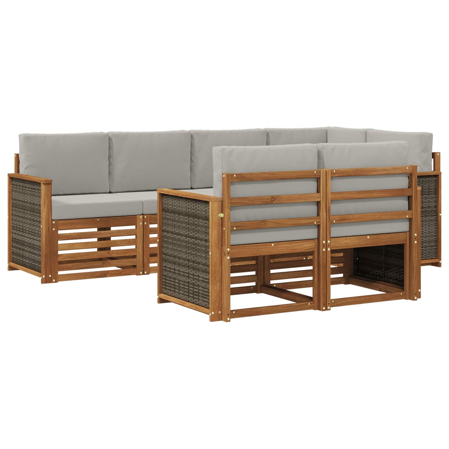 Hoekbank Set met kussen 6 pcs Naturel en lichtgrijs is nu te koop bij PeponiXL, paradijselijk wonen!