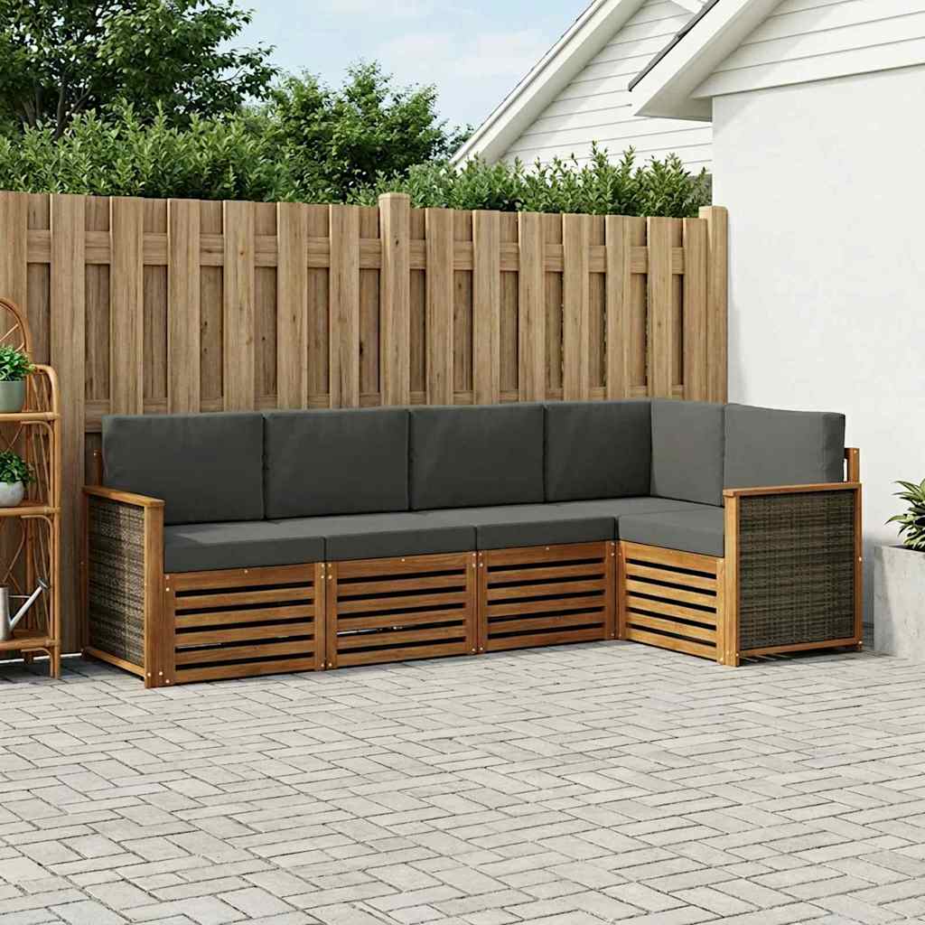 Hoekbank Set met kussen 6 pcs Natuurlijk en Antraciet is nu te koop bij PeponiXL, paradijselijk wonen!