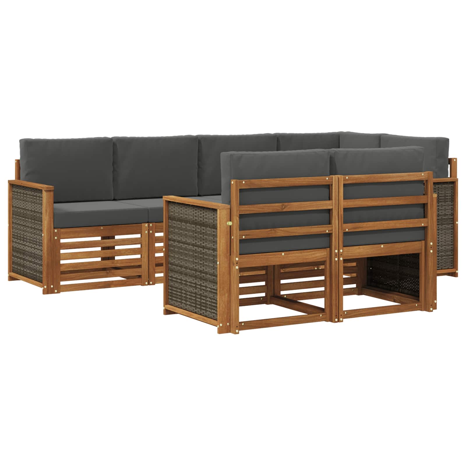 Hoekbank Set met kussen 6 pcs Natuurlijk en Antraciet is nu te koop bij PeponiXL, paradijselijk wonen!
