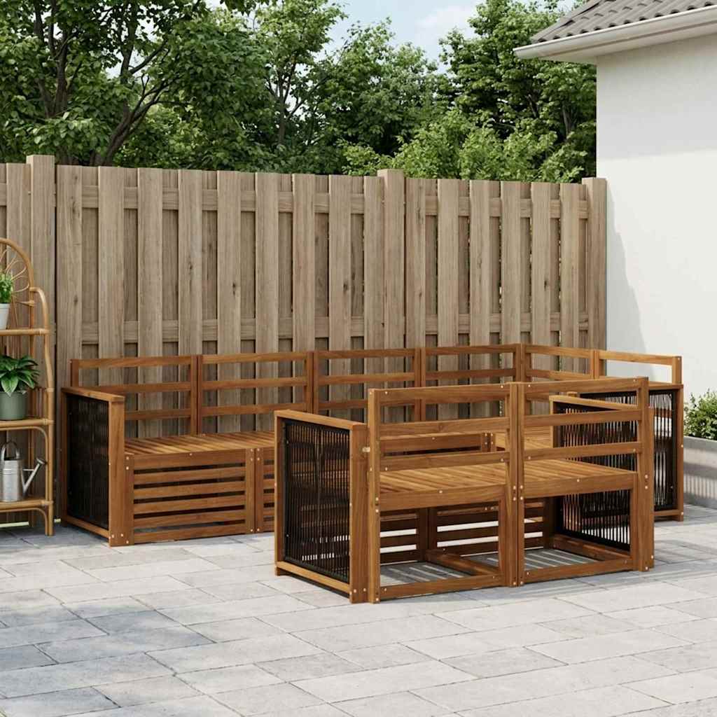 Hoekbank Set 6 pcs Naturel Massief Acaciahout is nu te koop bij PeponiXL, paradijselijk wonen!
