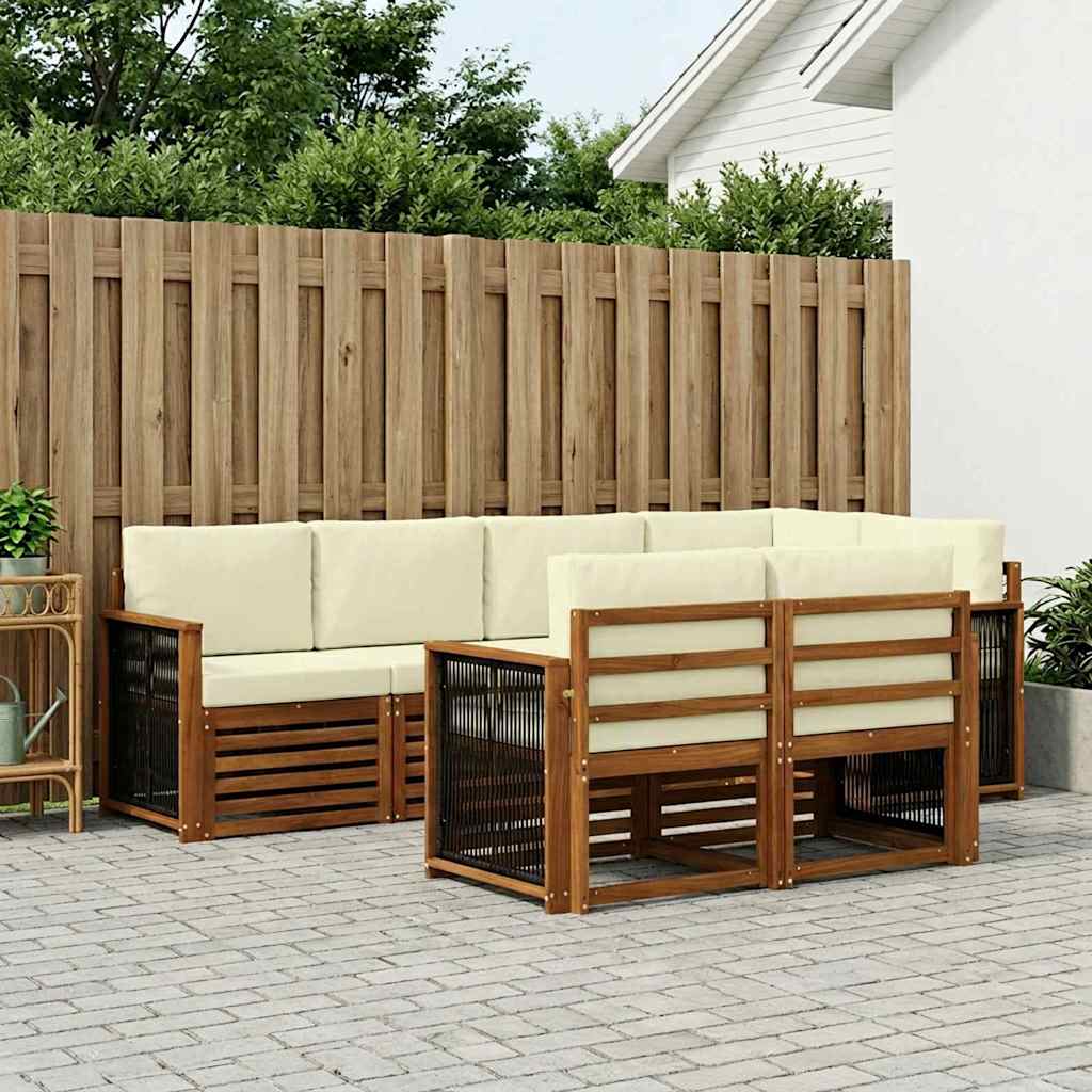 Hoekbank Set met kussen 6 pcs Natuurlijk en Crème is nu te koop bij PeponiXL, paradijselijk wonen!