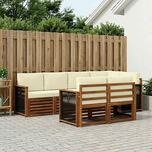 Hoekbank Set met kussen 6 pcs Natuurlijk en Crème is nu te koop bij PeponiXL, paradijselijk wonen!