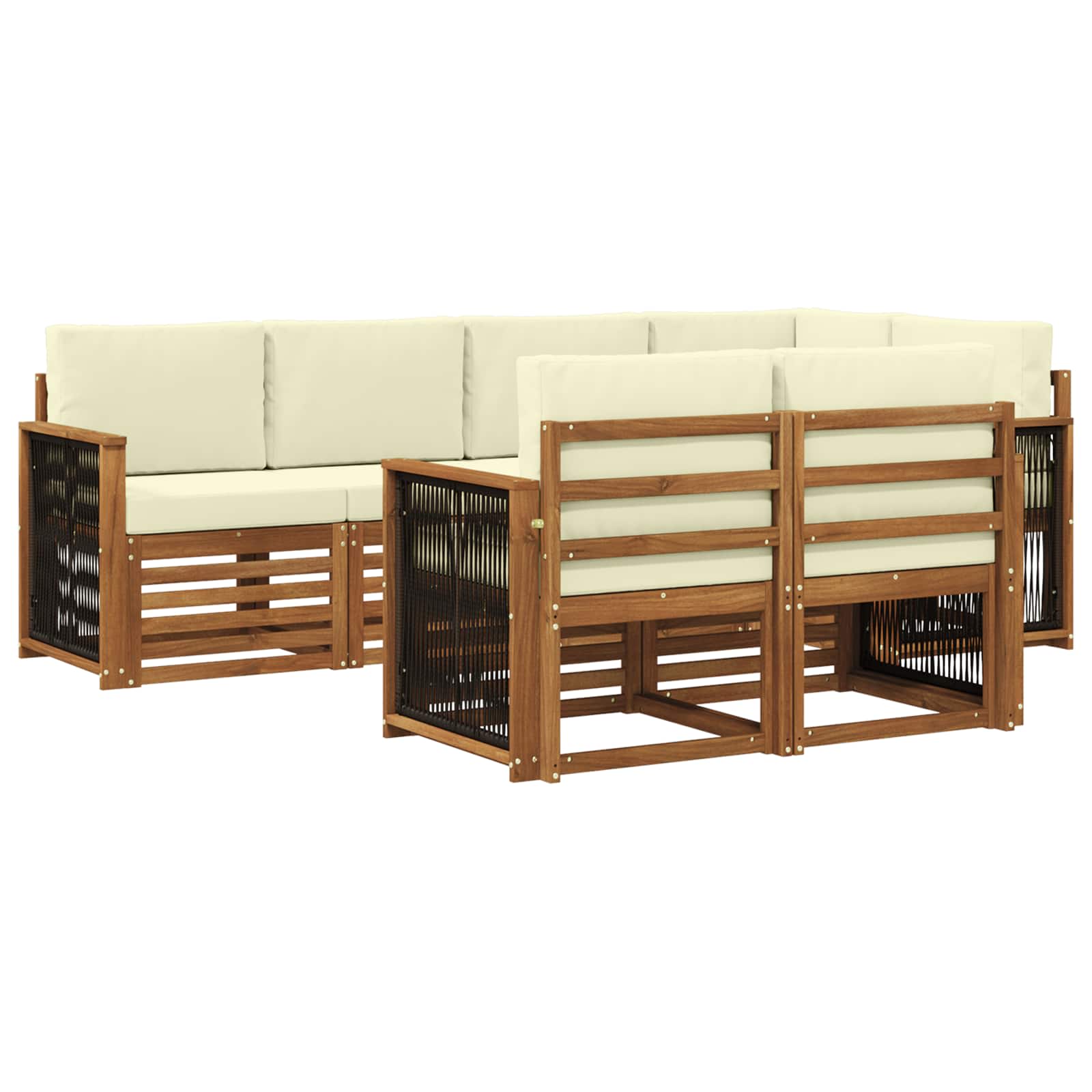 Hoekbank Set met kussen 6 pcs Natuurlijk en Crème is nu te koop bij PeponiXL, paradijselijk wonen!