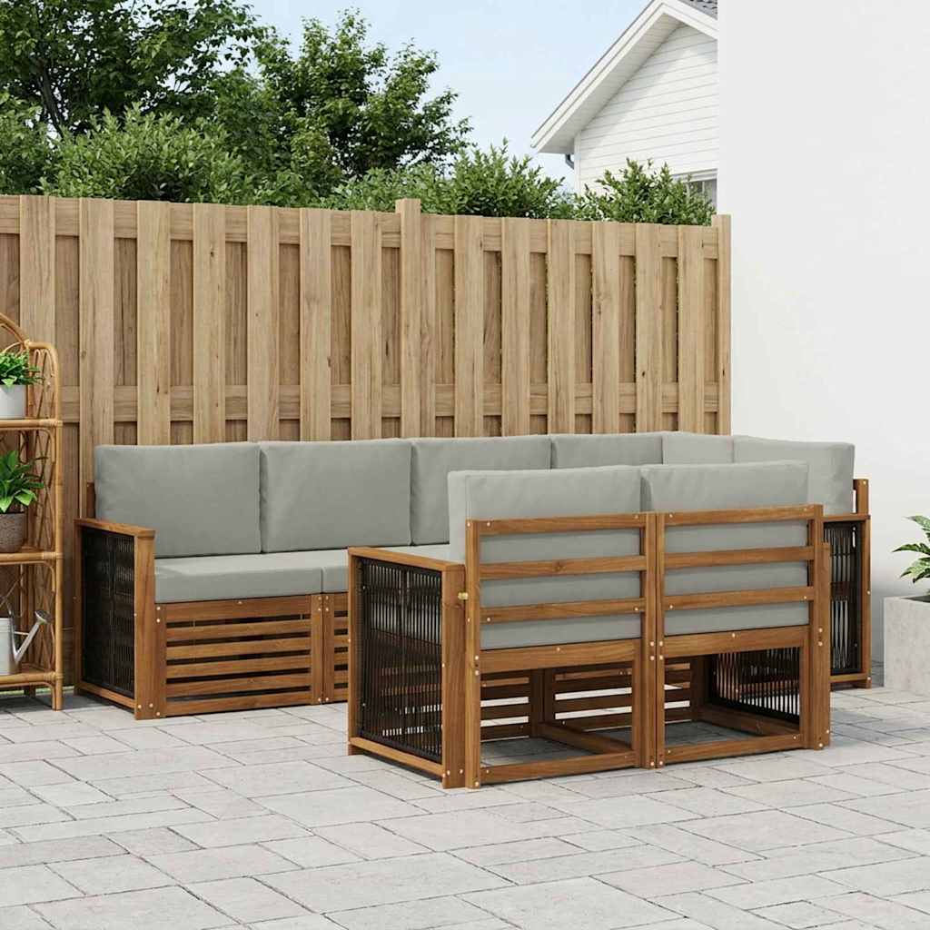 Hoekbank Set met kussen 6 pcs Naturel en lichtgrijs is nu te koop bij PeponiXL, paradijselijk wonen!