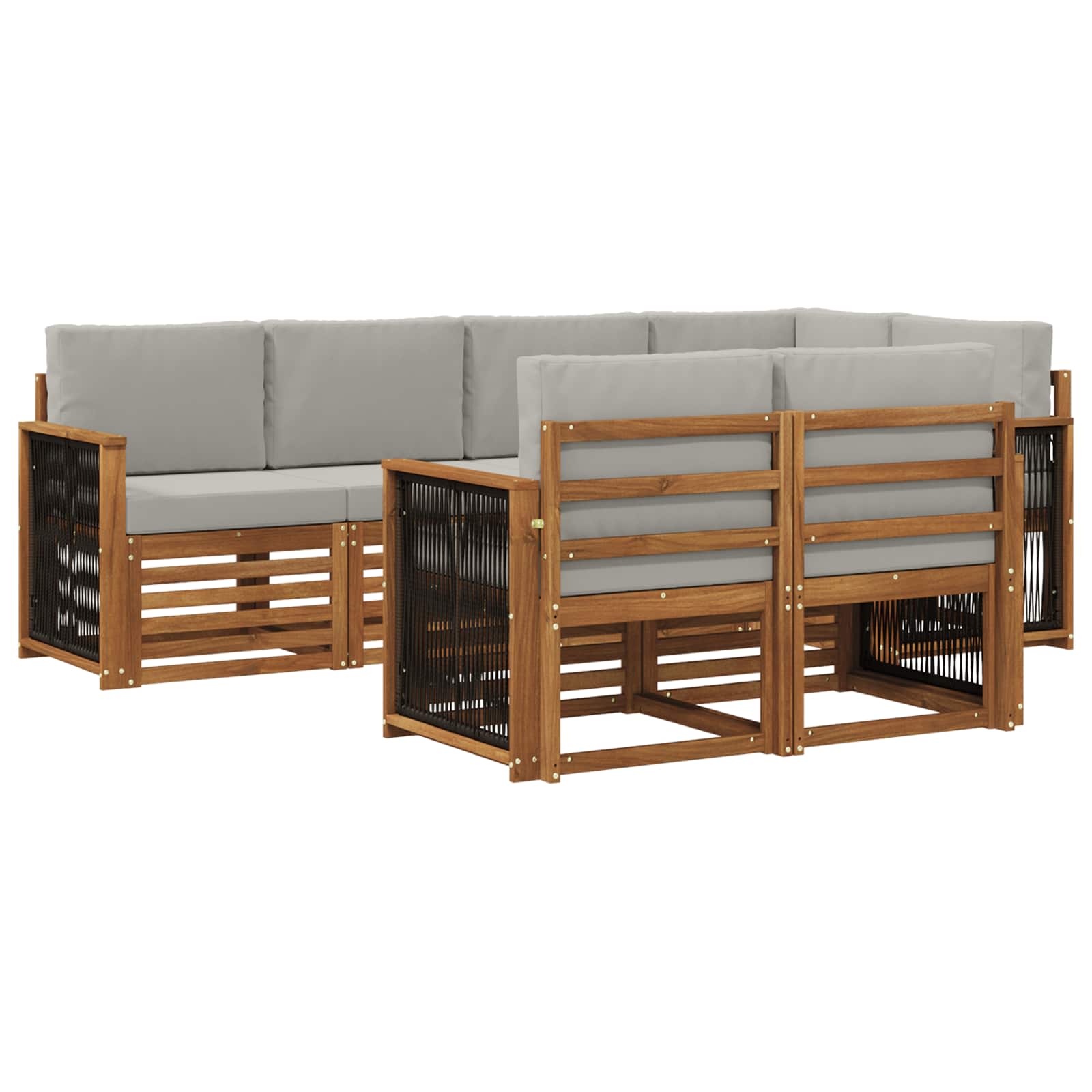 Hoekbank Set met kussen 6 pcs Naturel en lichtgrijs is nu te koop bij PeponiXL, paradijselijk wonen!
