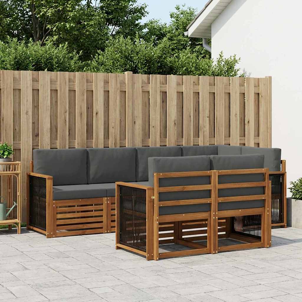 Hoekbank Set met kussen 6 pcs Natuurlijk en Antraciet is nu te koop bij PeponiXL, paradijselijk wonen!