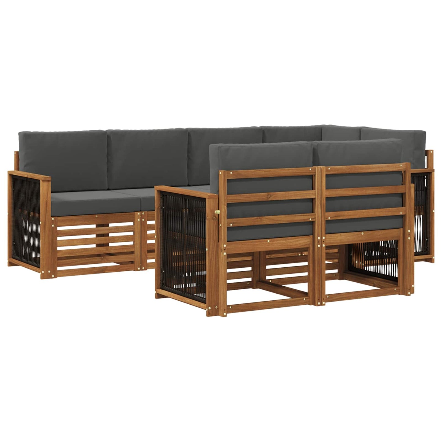 Hoekbank Set met kussen 6 pcs Natuurlijk en Antraciet is nu te koop bij PeponiXL, paradijselijk wonen!