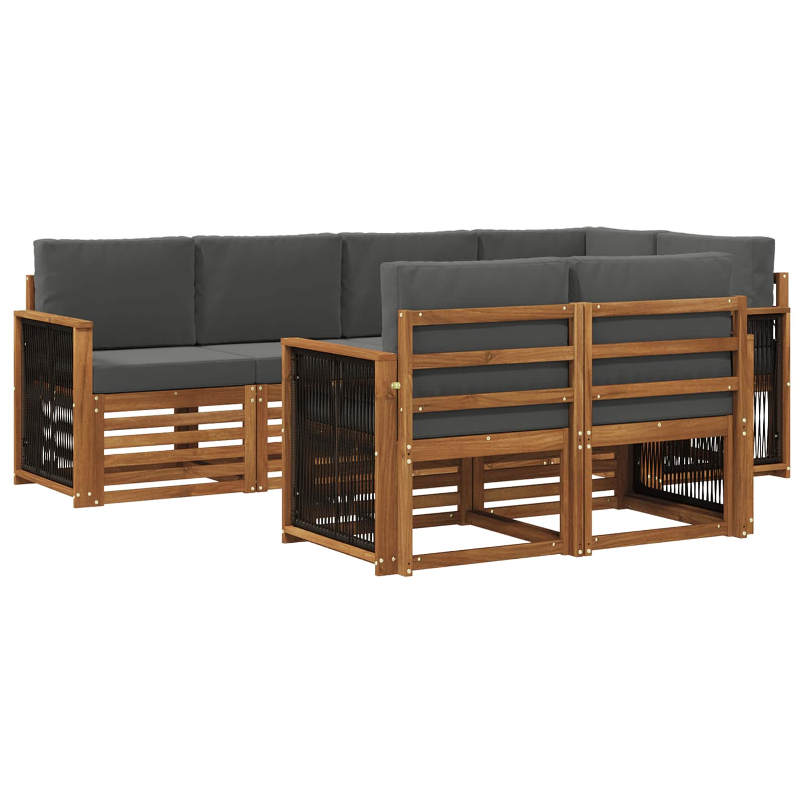 Hoekbank Set met kussen 6 pcs Natuurlijk en Antraciet is nu te koop bij PeponiXL, paradijselijk wonen!