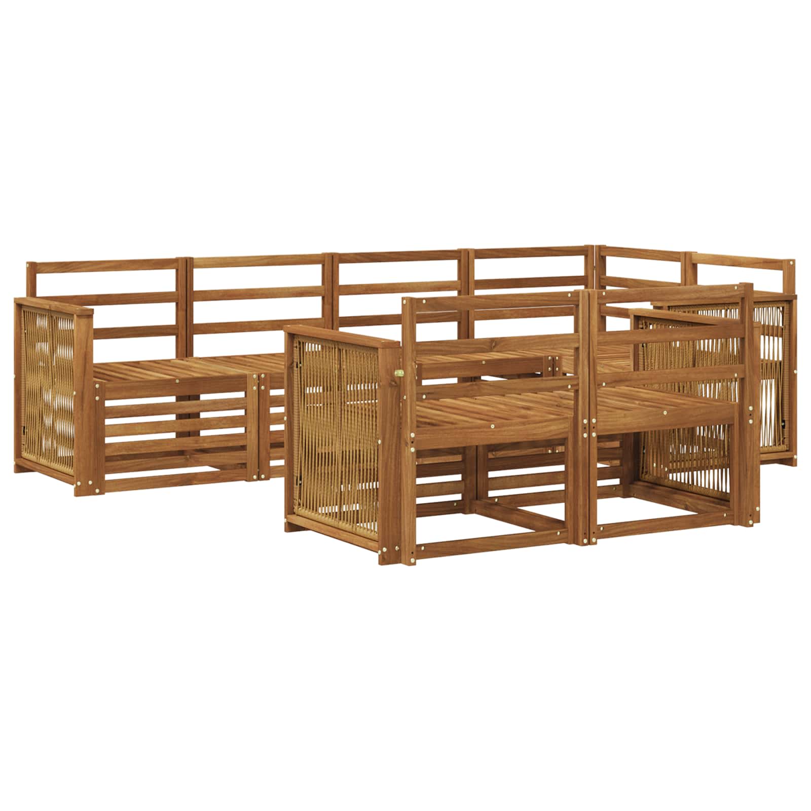 Hoekbank Set 6 pcs Naturel Massief Acaciahout is nu te koop bij PeponiXL, paradijselijk wonen!