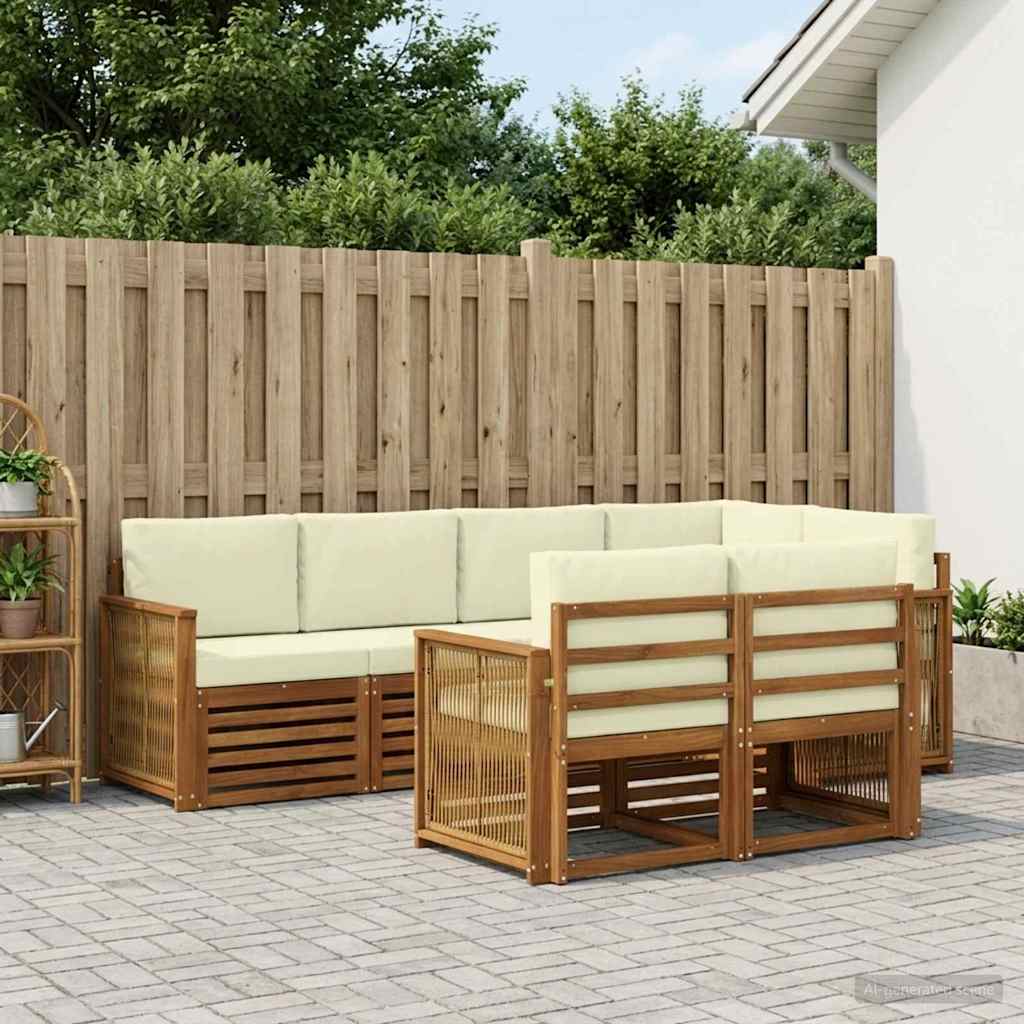 Hoekbank Set met kussen 6 pcs Natuurlijk en Crème is nu te koop bij PeponiXL, paradijselijk wonen!