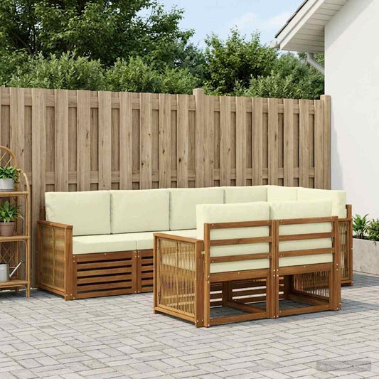 Hoekbank Set met kussen 6 pcs Natuurlijk en Crème is nu te koop bij PeponiXL, paradijselijk wonen!