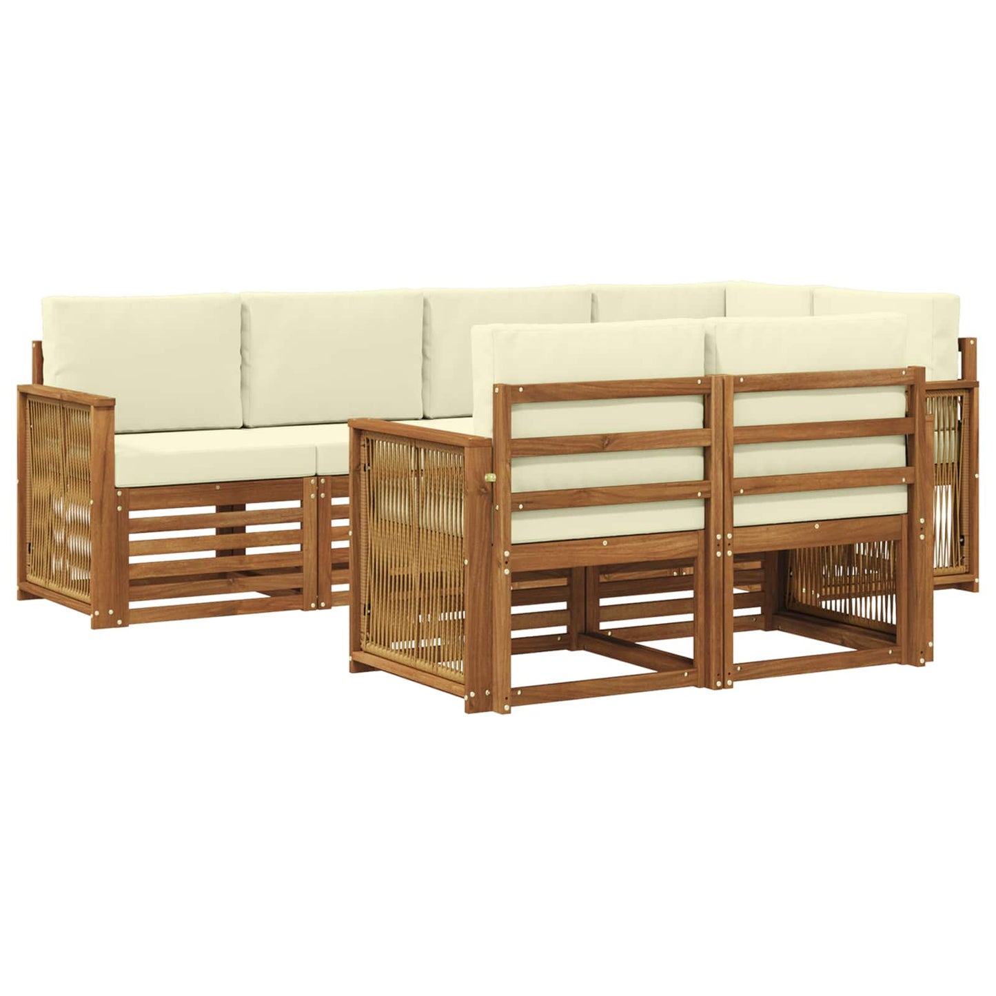 Hoekbank Set met kussen 6 pcs Natuurlijk en Crème is nu te koop bij PeponiXL, paradijselijk wonen!