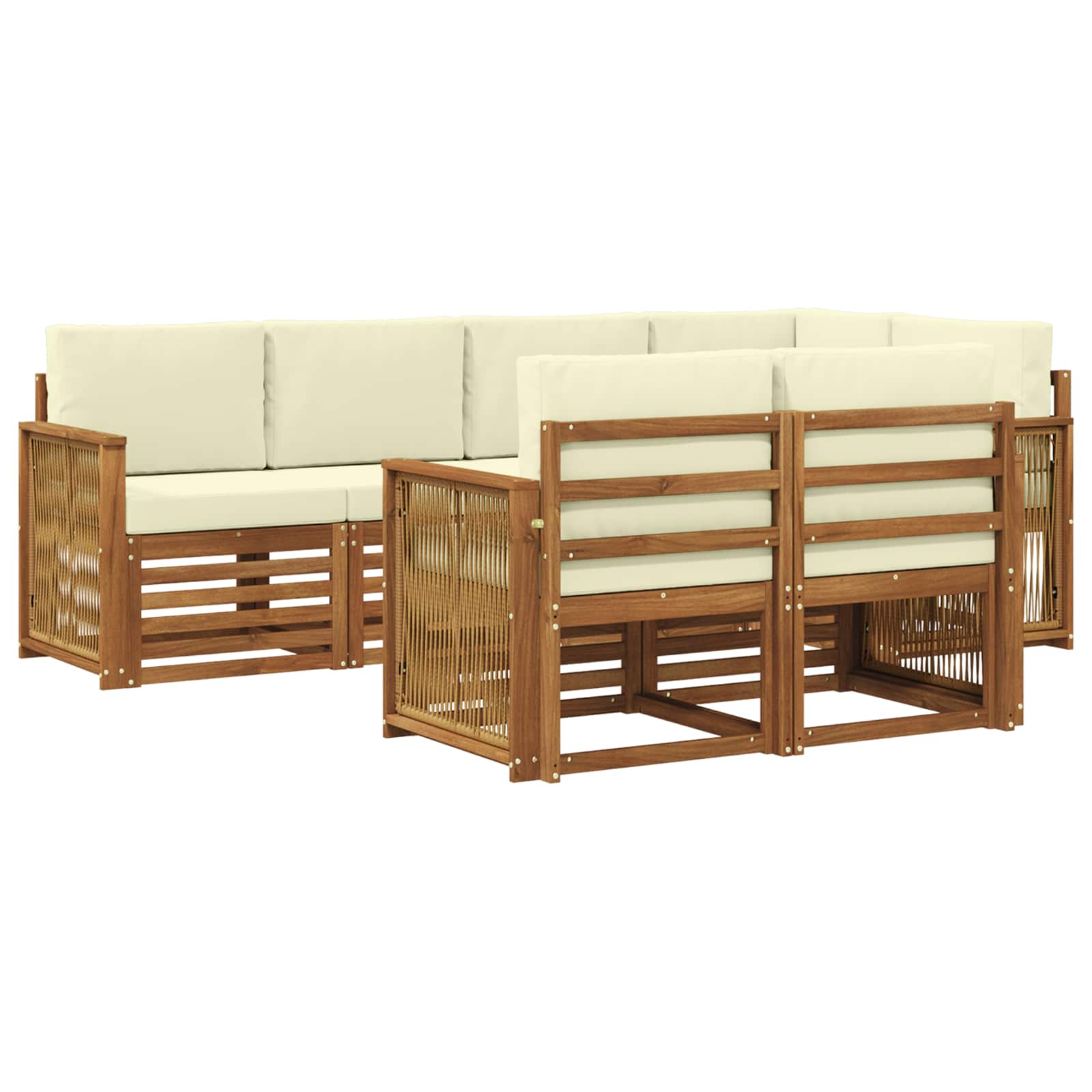 Hoekbank Set met kussen 6 pcs Natuurlijk en Crème is nu te koop bij PeponiXL, paradijselijk wonen!