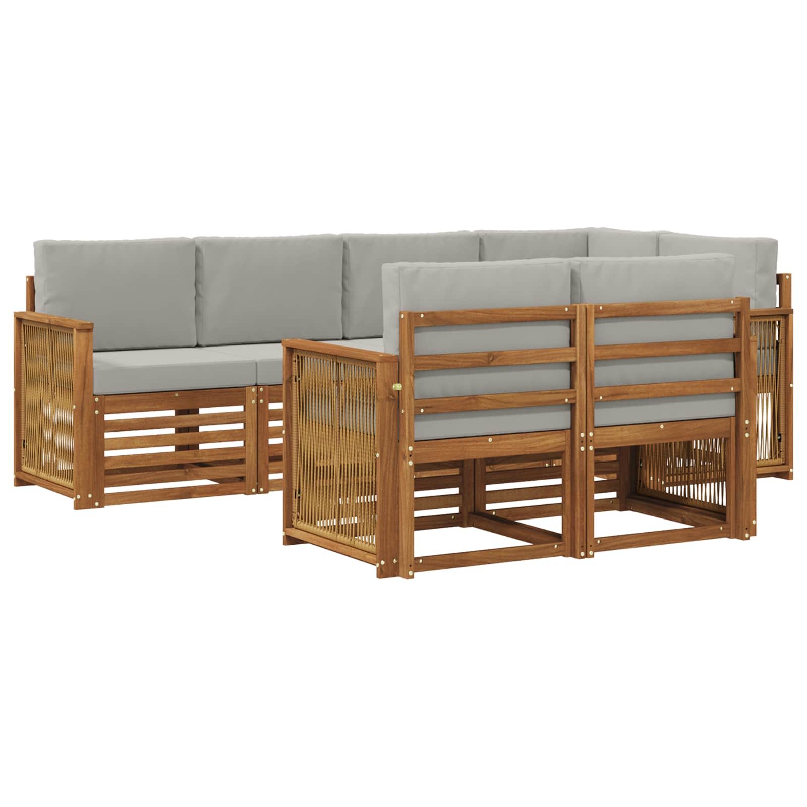 Hoekbank Set met kussen 6 pcs Naturel en lichtgrijs is nu te koop bij PeponiXL, paradijselijk wonen!